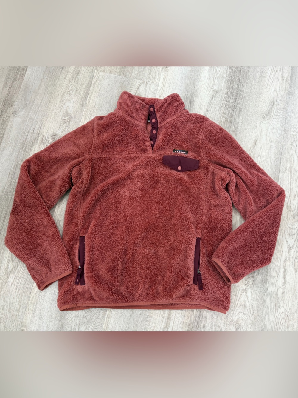 L.L. Bean Dusty Rose Hi-pile Fleece Pullover Jacket womens Small